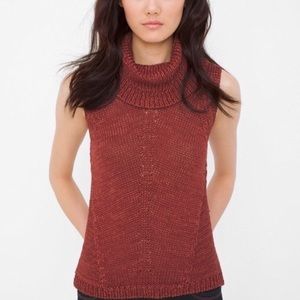WHBM Rust Cowl Neck Sleeveless Sweater Large